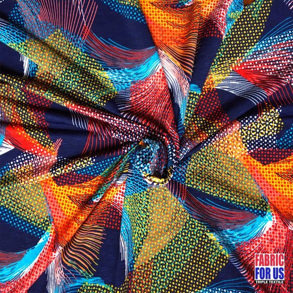 Spiral Fan Multi-Color Stretch Poly-Spandex Print Fabric 58" Wide - Picture 3 of 3